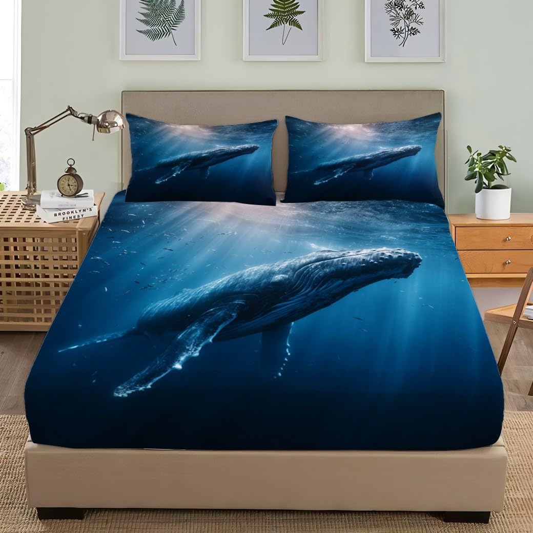 Drap Housse 200x200cm Bleu Bande Élastique Réglable 2 Personnes Lit