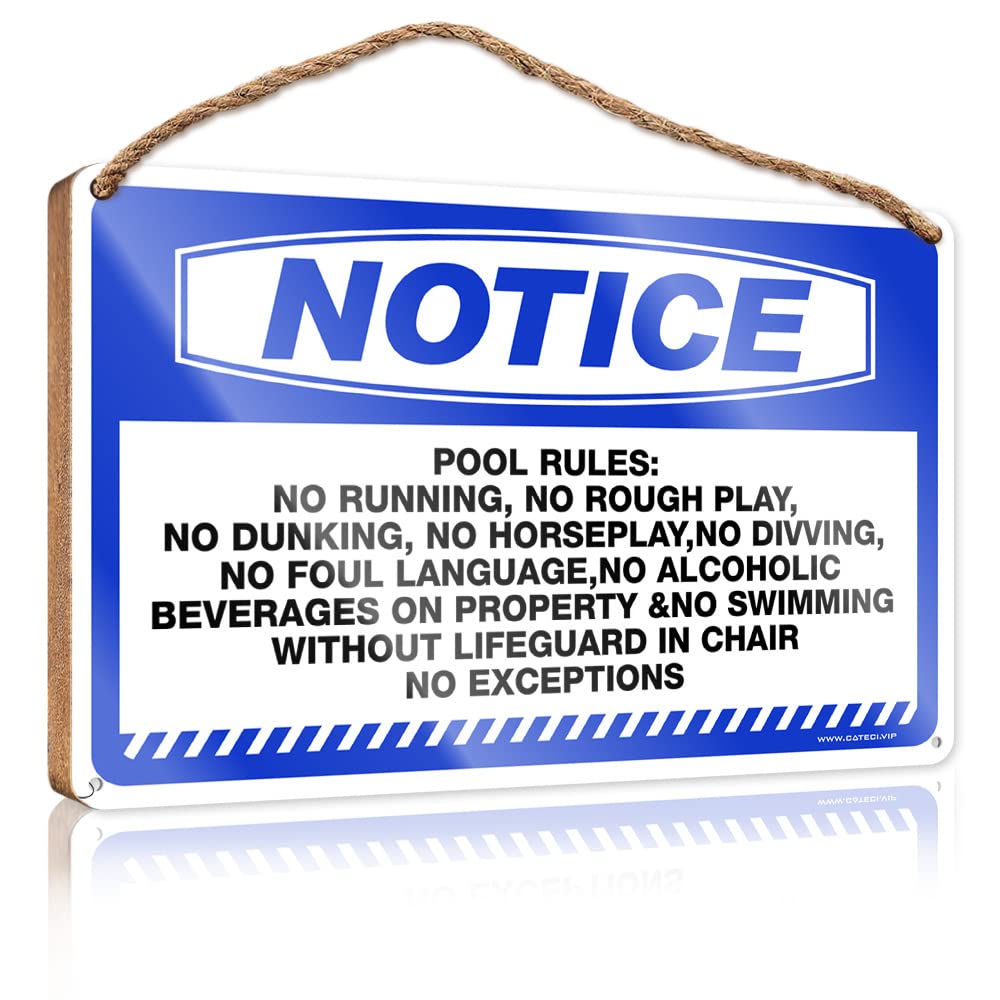 FZFN Bathroom Wall Wood Sign Notice Pool Rules Wooden Sign Outdoor Signs And Decor Bathroom Signs For Home(23X35CM)