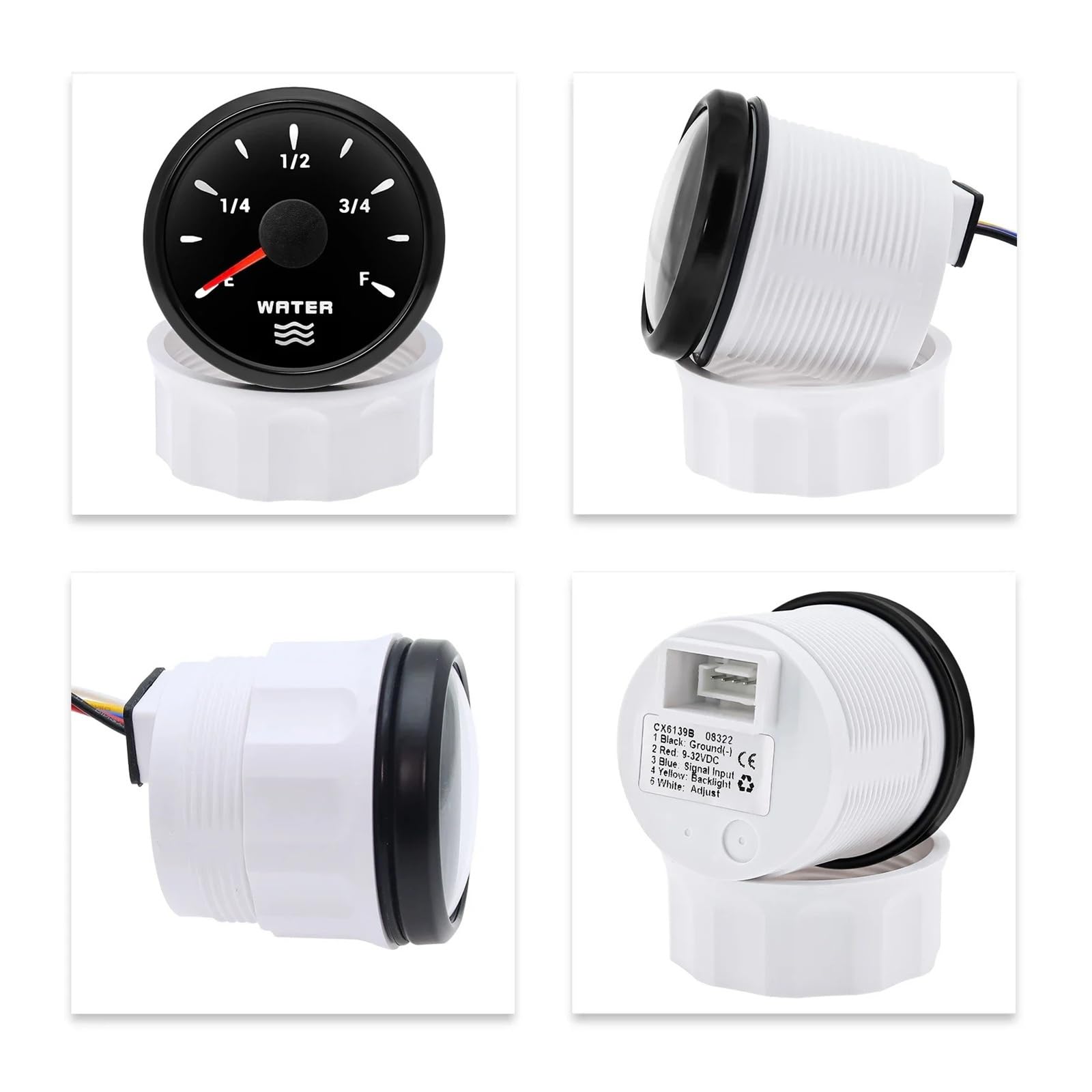 0-190 Ohm czujnik poziomu wody 52mm wskaźnik poziomu wody z 7-kolorową diodą LED wskaźnik poziomu wody w zbiorniku benzyna łódź samochód Stabilne monitorowanie(325mm SensorXGauge)