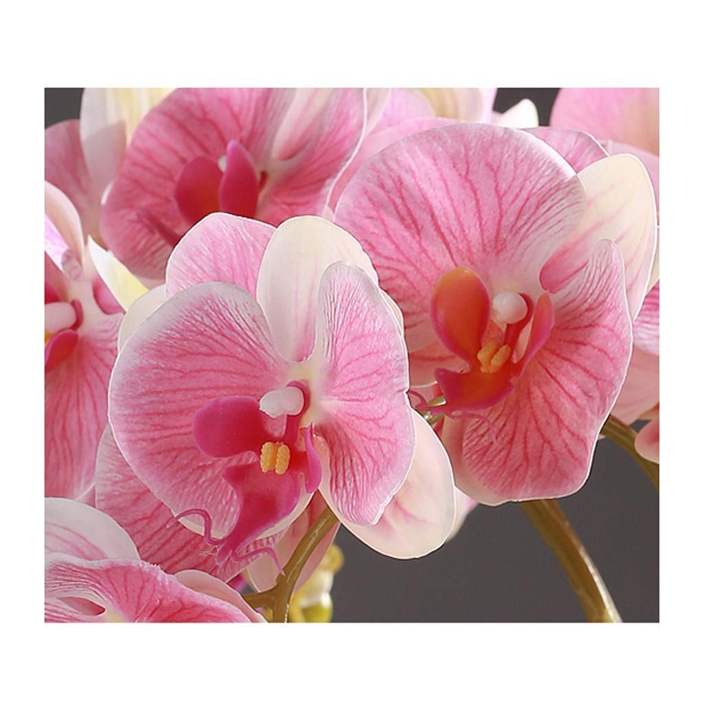 Orquídea Artificial Phalaenopsis con Maceta Dorada, Flores Falsas, Ramo de Flores de plástico para el hogar, jardín, Fiesta, arreglos de Flores Artificiales, Adornos