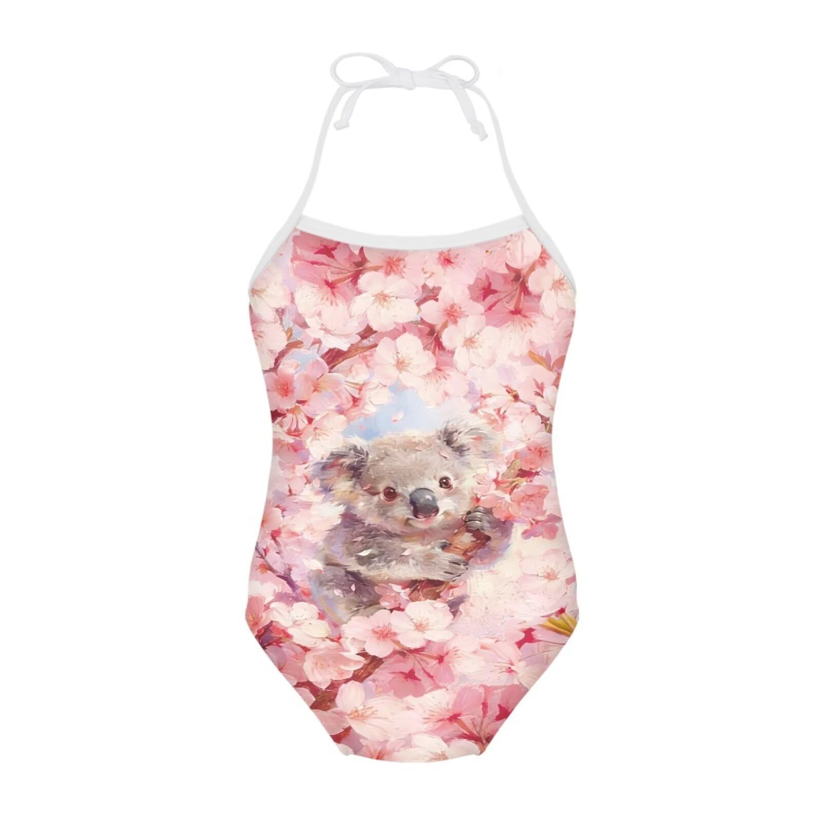 Girls One Piece Swimsuit Beach Bathing Suit Toddler Floral Halter Straps Swimwear for 1-10 Years