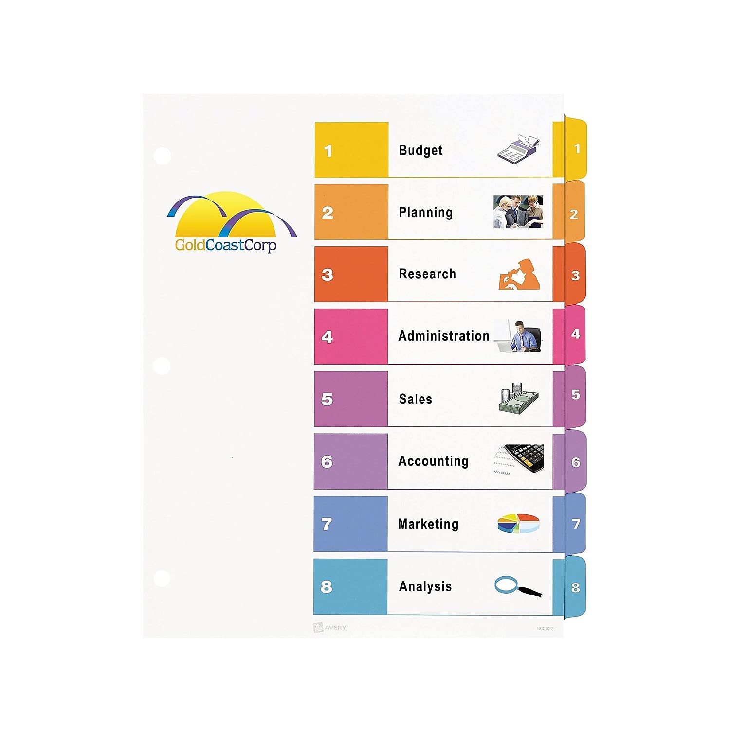 Avery 11133 Ready Index TOC Dividers, Tabs 1-8, Letter Size, Colors, 8 Tabs/ST - Image 6