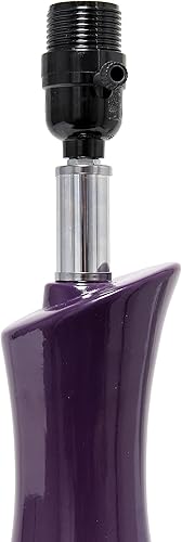 Miniatura 6 de Elegant Designs LT1040-PRP Lámpara de mesa de cerámica curvada berenjena púrpura con pantalla blanca asimétrica