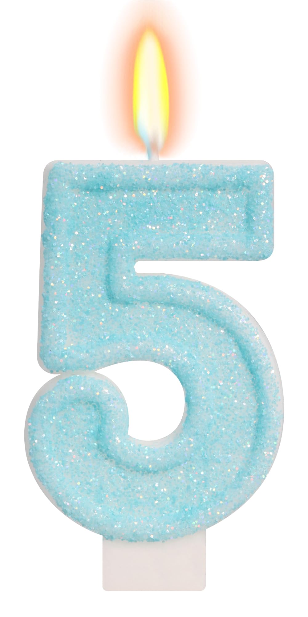 FAMGift Blue Birthday Candles - Number 5 Candle for 5th Birthday Decorations Girl Boy, Sky Blue Cake Decorations Sweet Theme Party Supplies