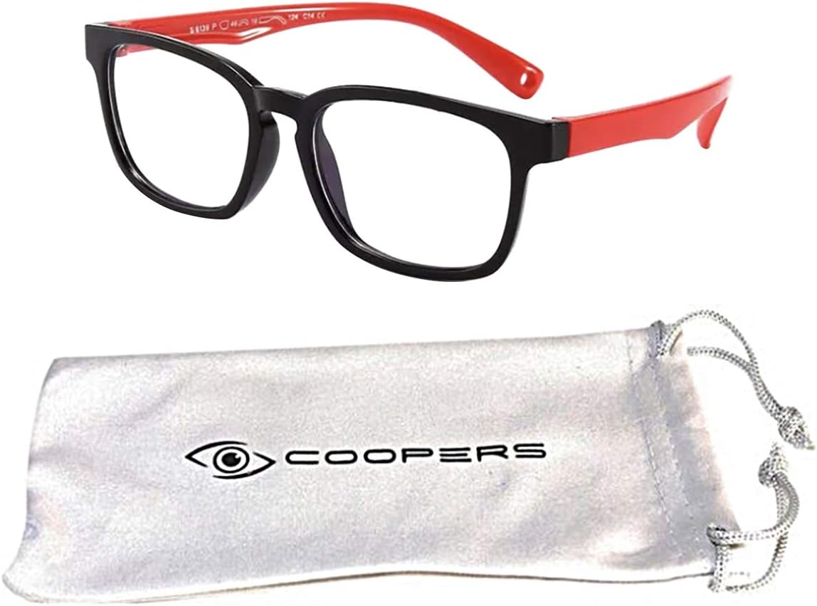 COOPER 608 Kids Blue Light Blocking Glasses 2 Pack, UV Protection for Computer Gaming TV Phone for Boys Girls Age 3-12