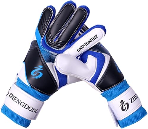 Guantes de portero para jóvenes, guantes de entrenamiento de fútbol en relieve, antideslizantes, de látex, pulsera ajustable
