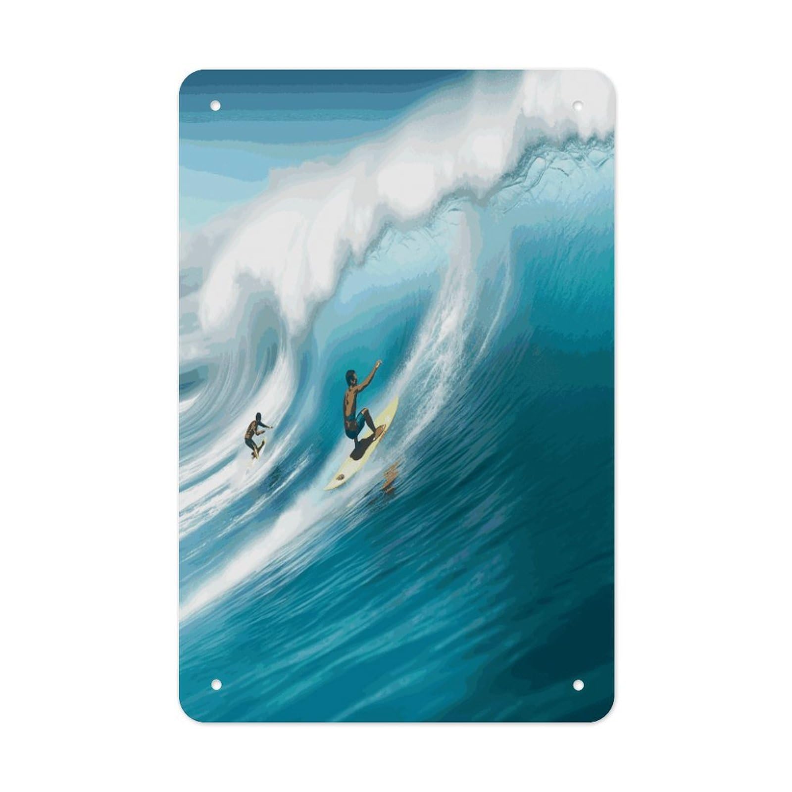 LDGSUPH Surfing Wall Art Prints Folded Edge Iron Sheet Painting with Holes for Wall Prints Decorative Picture Metal Signboard Decor Painting for Outdoor Indoor Wall Decor