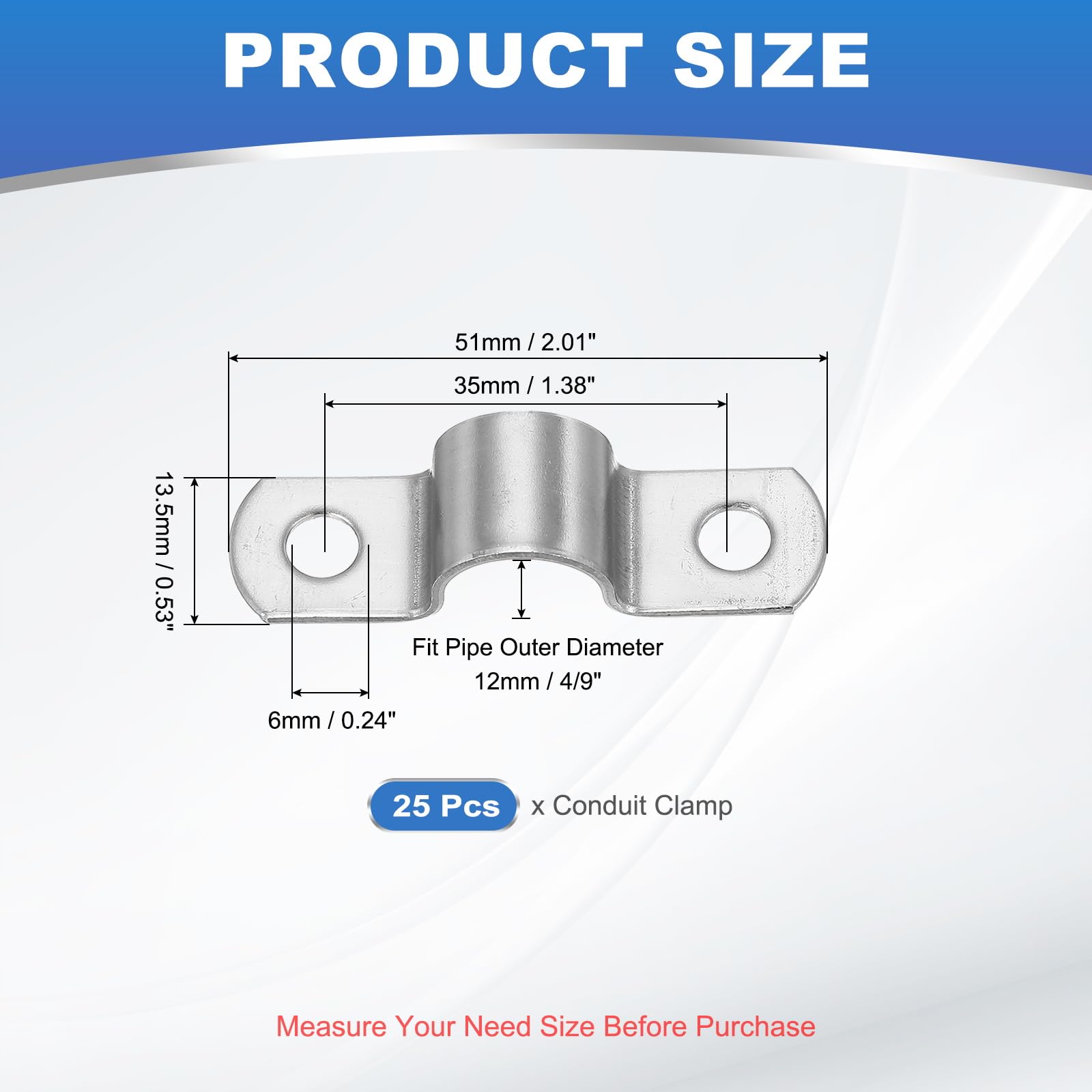 PATIKIL 12mm Rigid Pipe Strap - Image 2