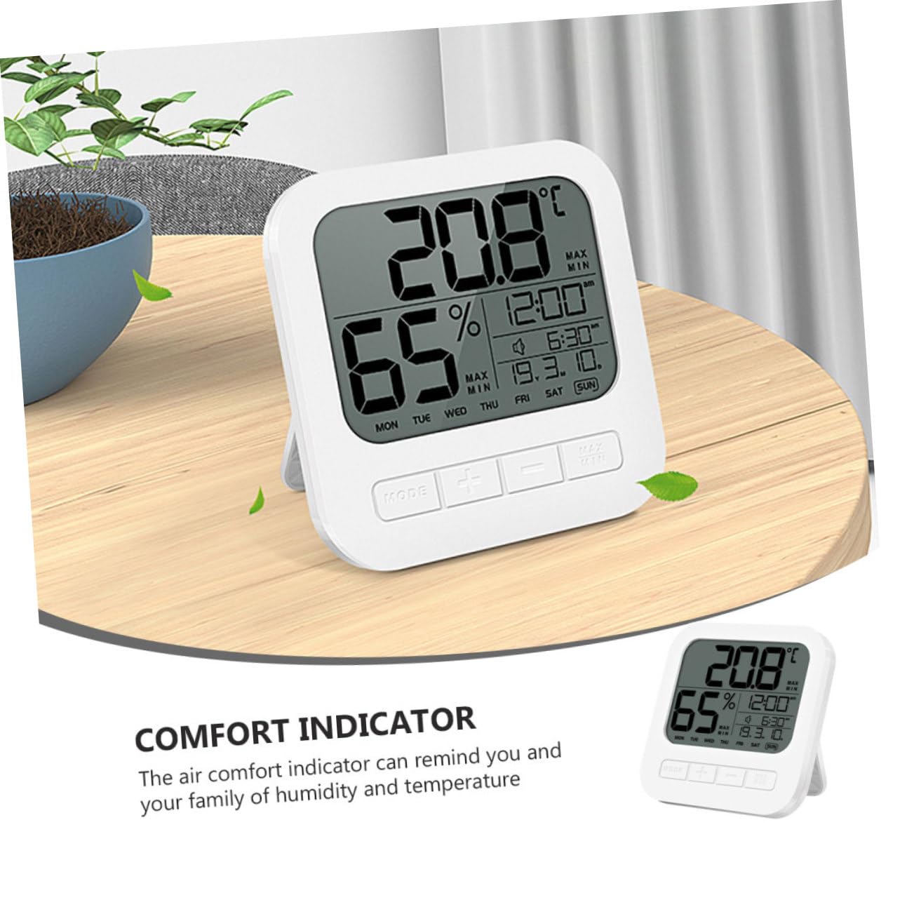 Toddmomy 2pezzi Termometro Igrometro Digitale Per Interni Misuratore Di Temperatura e Umidità Ad Alta Precisione Con Display Lcd Retroilluminato Funzione Allarme e Design Da Parete Ottimo