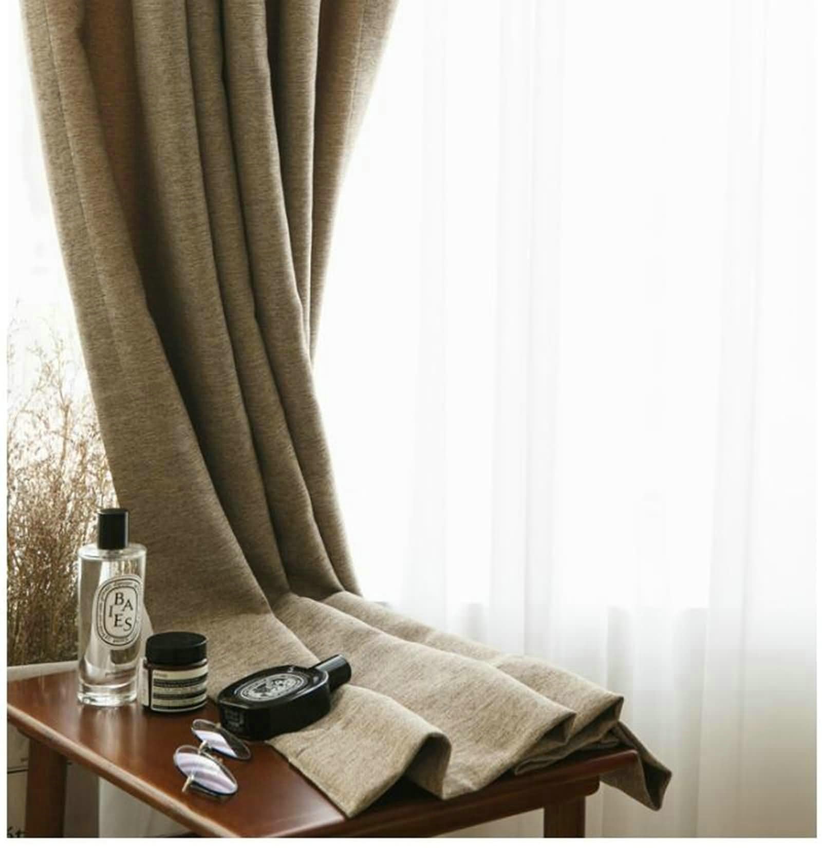 Gualiy Rideau Lot de 2 Salon, Rideau Marron Clair 107x132CM Rideau Fenêtre Isolant Couleur Unie Rideaux pour Salon et Chambre
