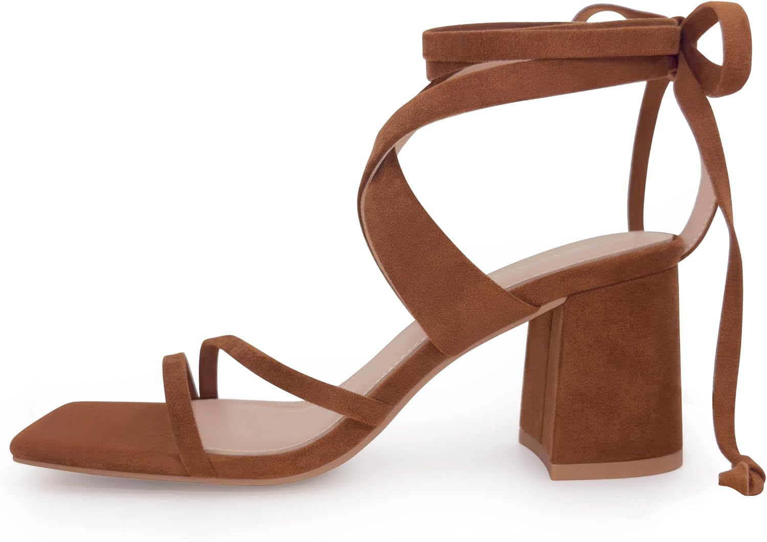 Women's Strappy Lace Up Heels Square Toe Block Sandals image 5