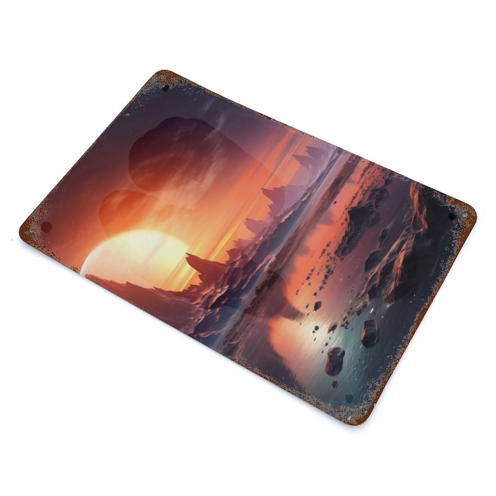 Surrealistic Alien Planet Vintage Metal Tin Sign 11.8"x7.9", Ideal for Cafe, Home Bar And Lounge Decor