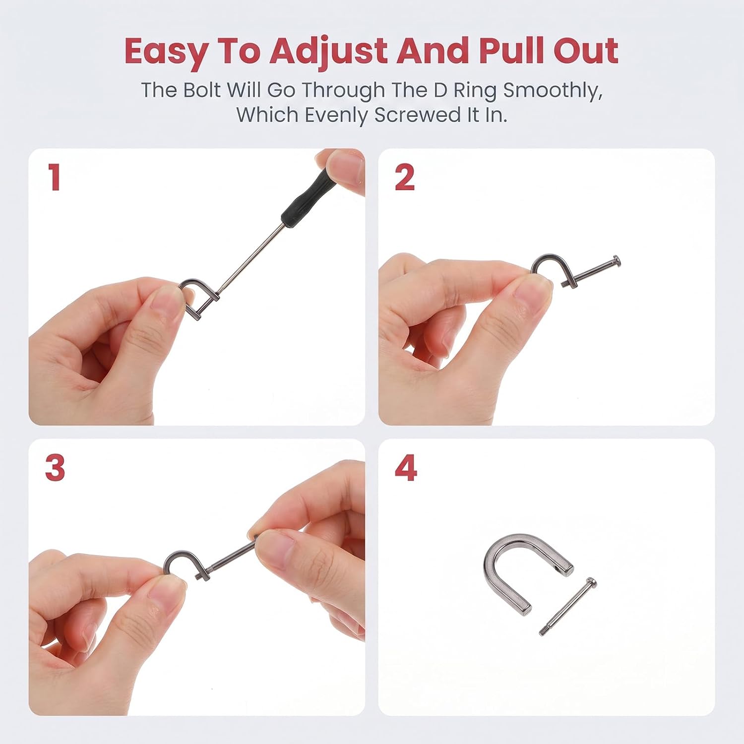 Ymapinc 6Pcs D Ring Keychain，Black Horseshoe Shape Screw-in Shackle