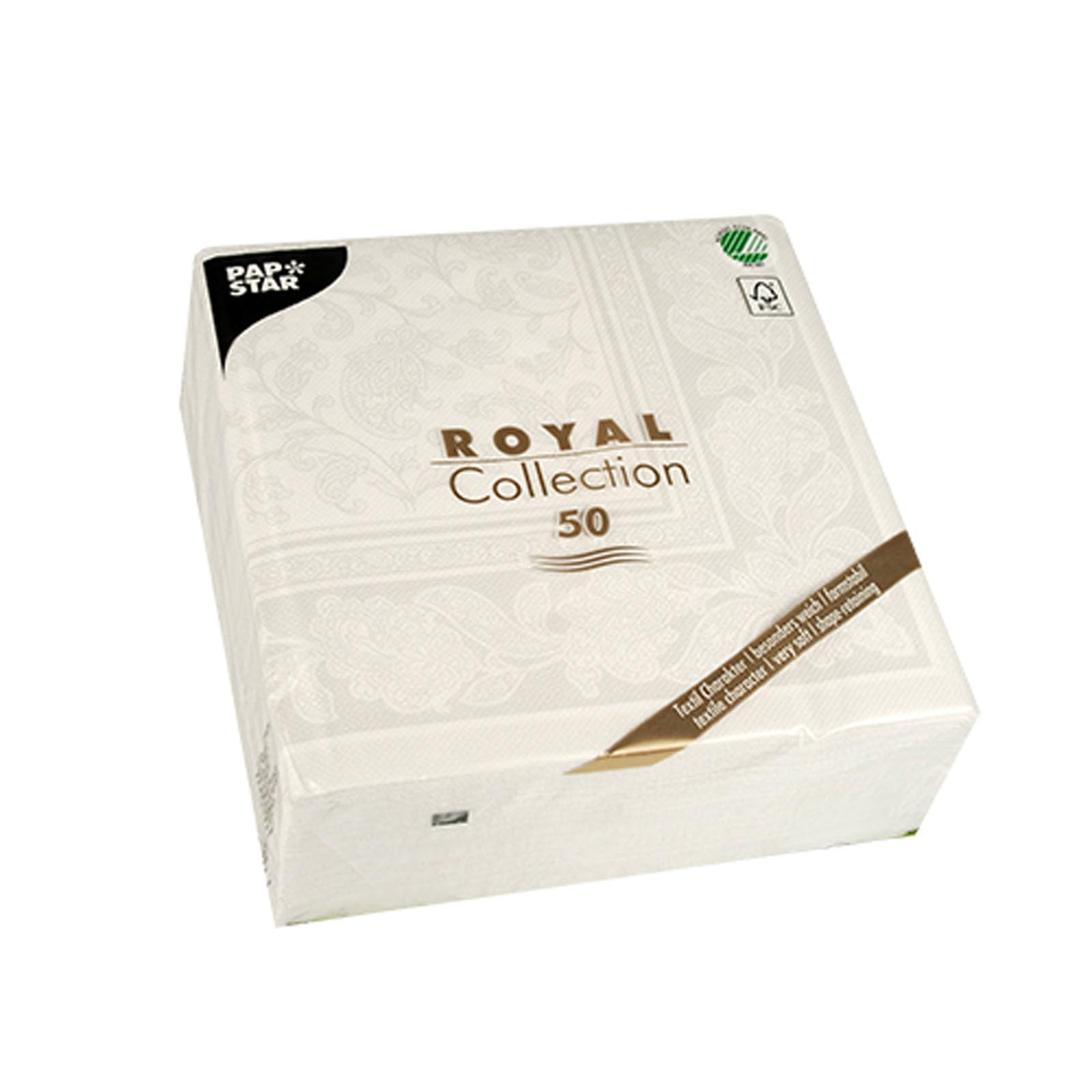 50 Servilletas de Papel ''ROYAL Collection'' Pliegue-1/4 40 cm x 40 cm blanco Ornaments