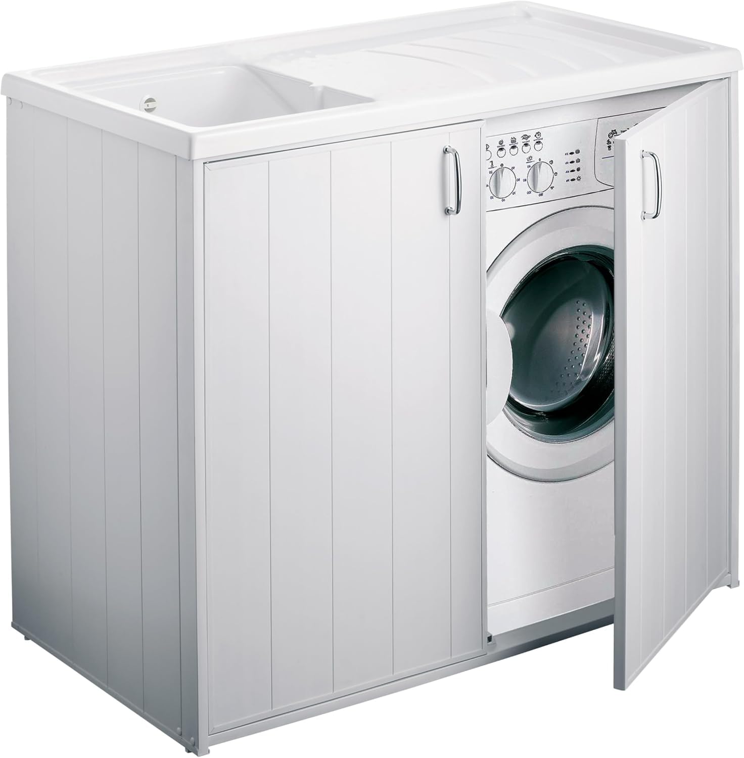COXE 5008PAM Mobile Coprilavatrice e Lavatoio Reversibile, Resina da Esterno, Bianco