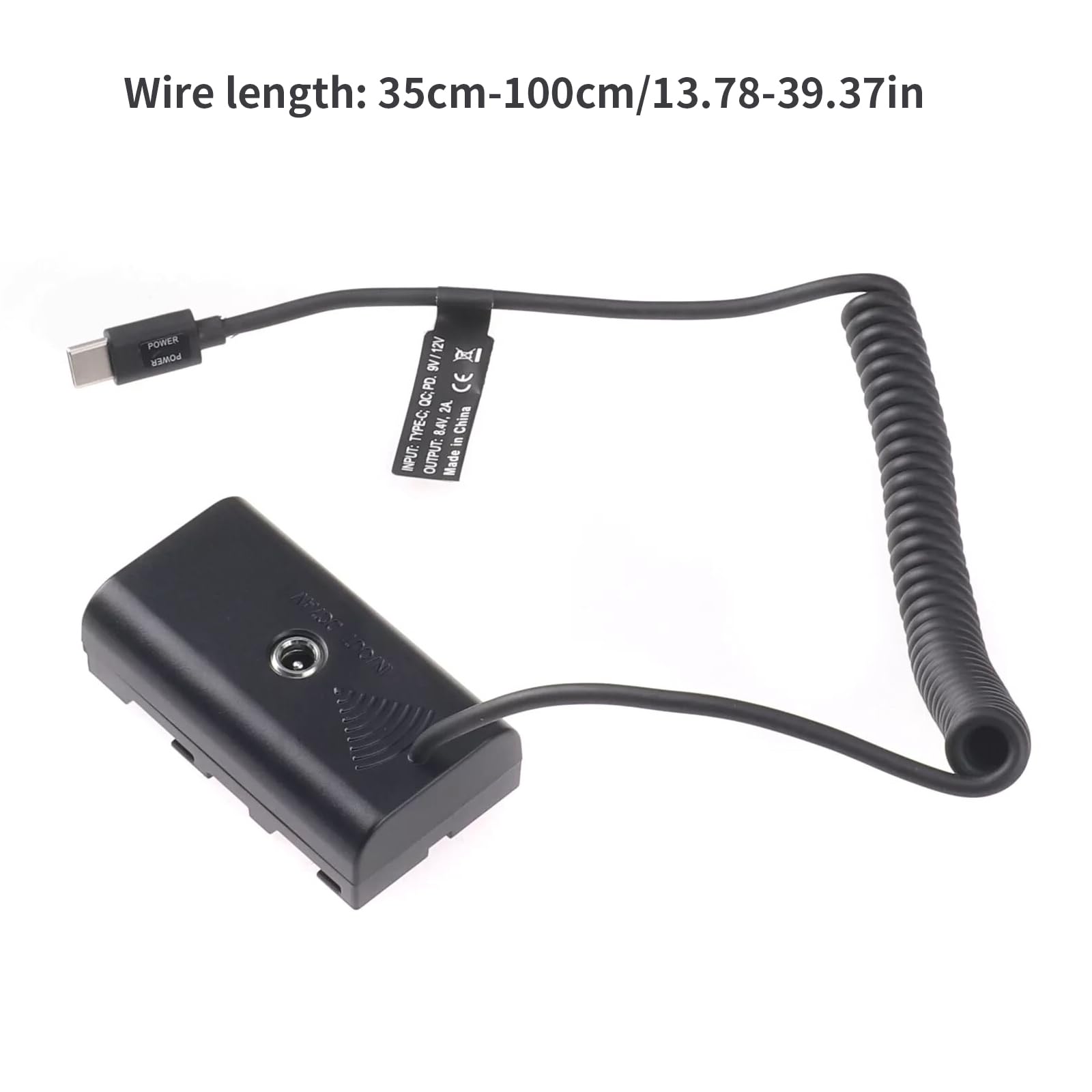 Adaptateur d'alimentation de batterie factice 7,4 V USB-C vers NP-F550 pour moniteurs de batterie NP-F Series LED