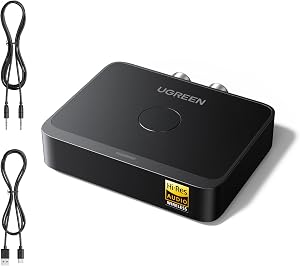 UGREEN Bluetooth 6.0 Adapter Stereoanlage mit LDAC Dekodierung, Hi-Res Audio Gold Standard Zertifizierung, Aux Bluetooth Audio Empfänger kompatibel mit Lautsprecher, Verstärker und Autoradio