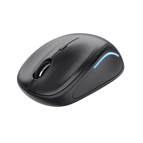 Trust Yvi FX Wireless Mouse with LED Illumination, USB Micro Receiver, RF 2.4 GHz, 800/1600 DPI, Ambidextrous, 8 m Range, Computer Mouse for PC, Laptop and Mac - Black [Amazon Exclusive]