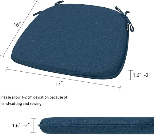 Miniatura 3 de Magpie Fabrics Juego de 4 cojines para sillas de exteriores e interiores de 17 x 16 x 2 pulgadas con lazos, impermeables, para todo tipo de clima