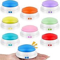 Vista 8 de Xuhal 8 piezas de botones zumbadores de grabación para juegos de trivia con zumbadores de respuesta grabables de números para entrenamiento
