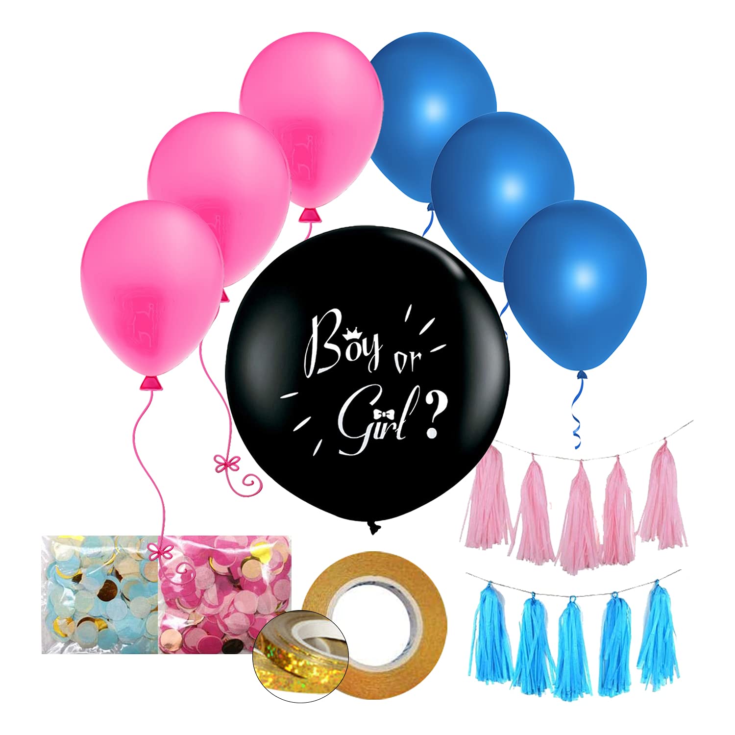 DS Living Gender Reveal Balloon Baby Girl Pink Or Boy Blue Confetti Jumbo 18", Giant 36" or Party Decoration Pack