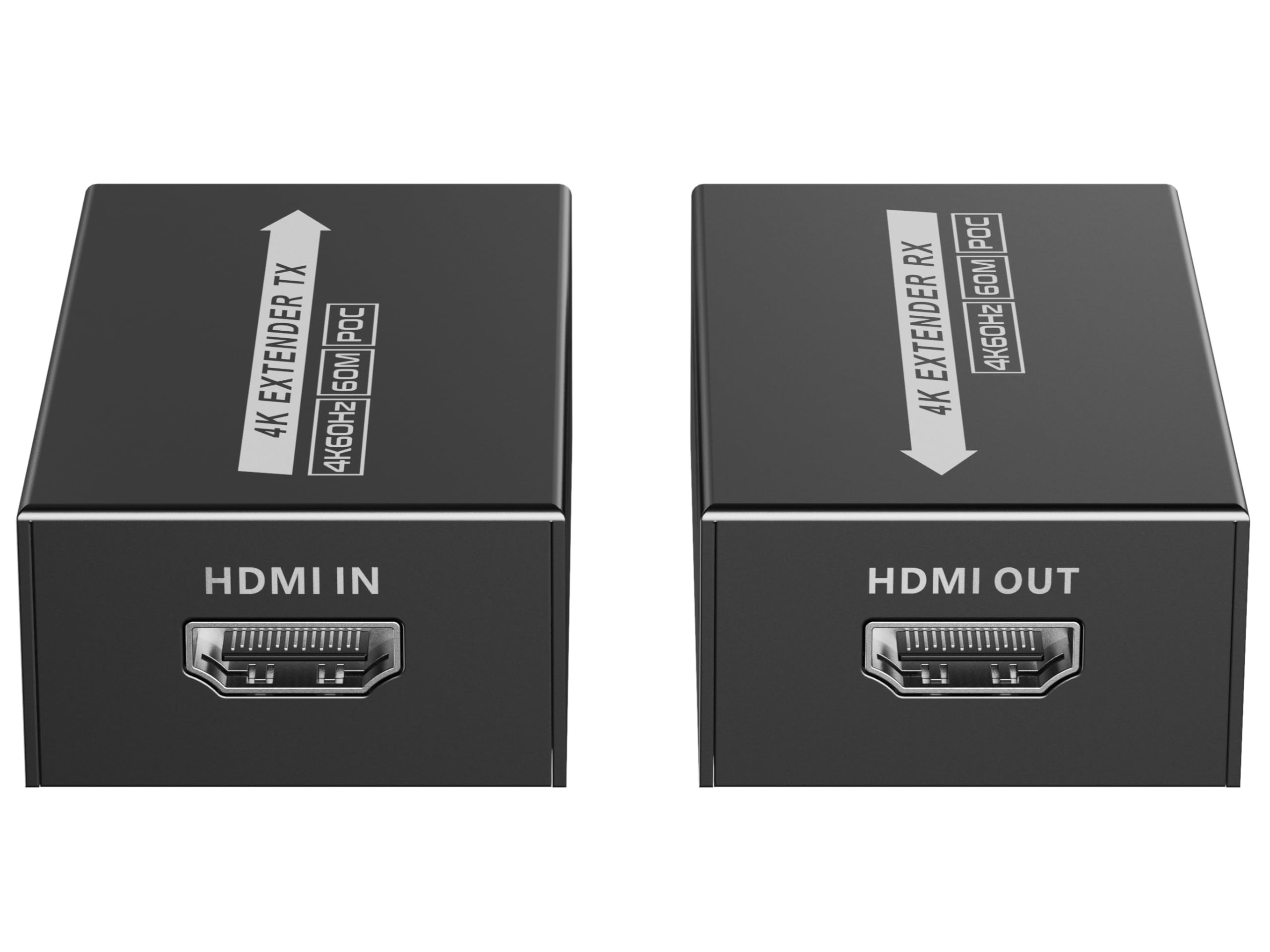 PremiumCord Extender HDMI 4K Fino a 60 m Tramite Cavo Cat6/6A/7, UHD 4K 2160p 60Hz, Full HD 1080p, 18 Gbps, HDMI2.0, HDCP2.2, Custodia In Metallo, Nero
