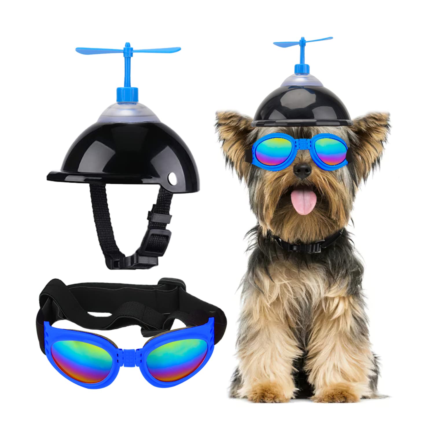 ELEDUME Pet Helmet And Goggles Set, Safety Dog Motorcycle Helmet And