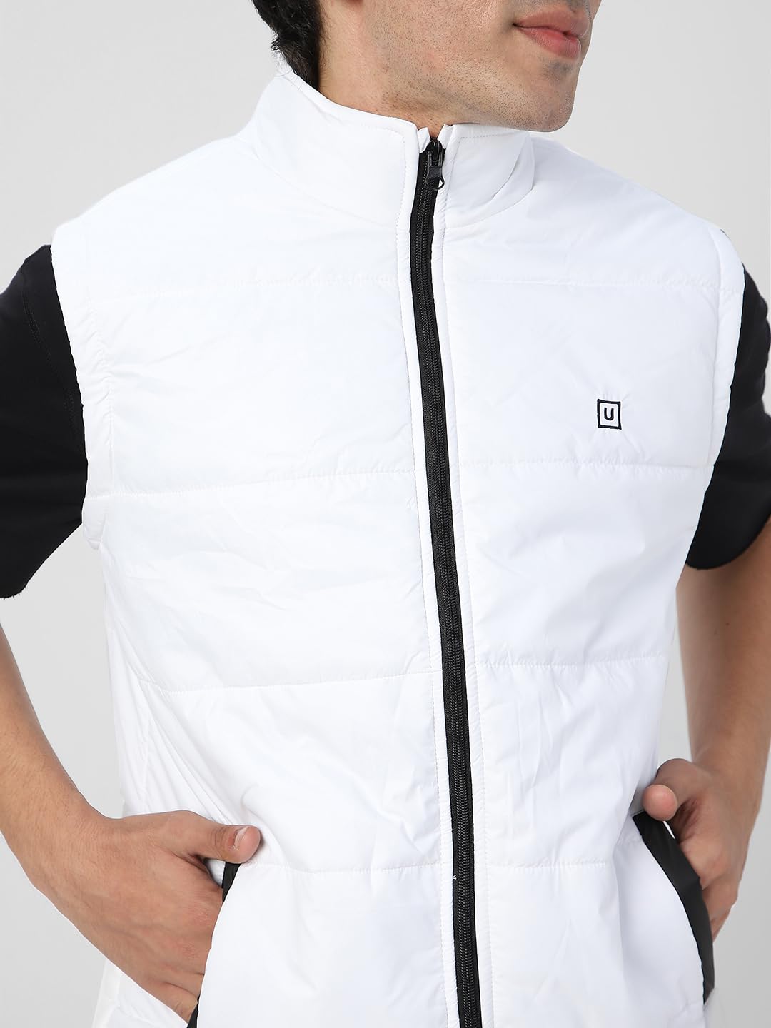 Urbano Fashion Men's White Sleeveless Zippered Puffer Jacket (jakt-puff-slvless-white-xl) 4