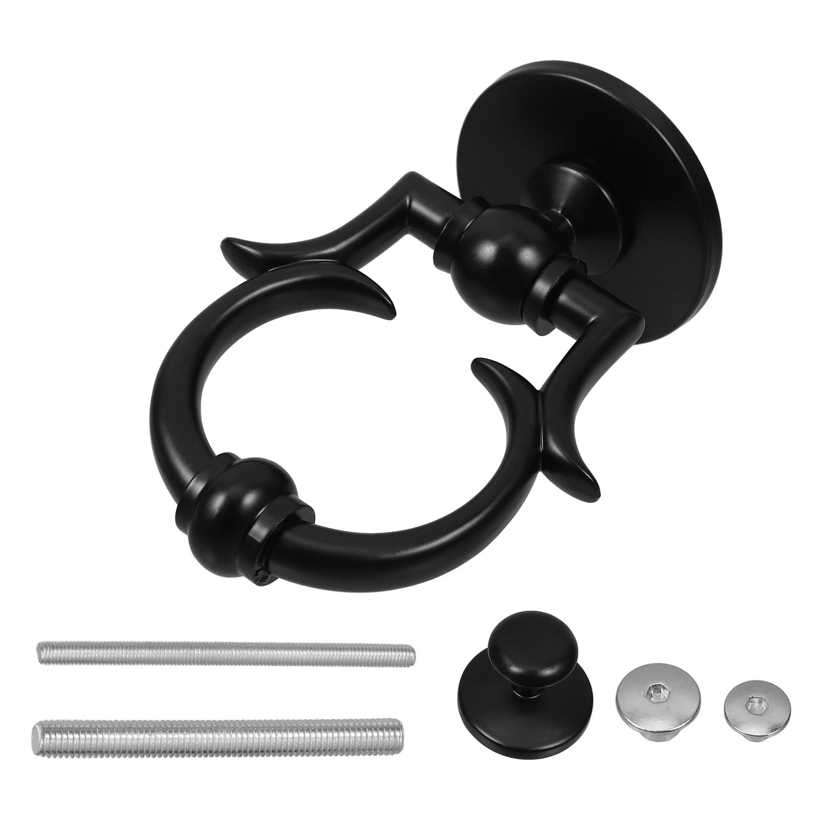 Aldaba para puerta exterior de estilo europeo y timbre manual negro mate Beavorty