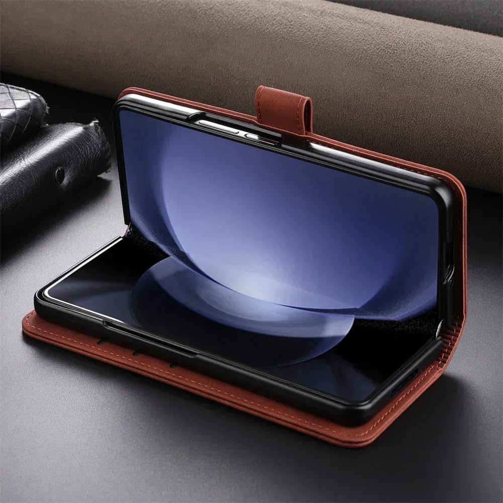 Funda de Cuero con Tapa para Samsung Galaxy Z Fold 5, 4, 3, Fold5, Fold4, Fold3, 5G, Color Azul, para Samsung Galaxy Z Fold3