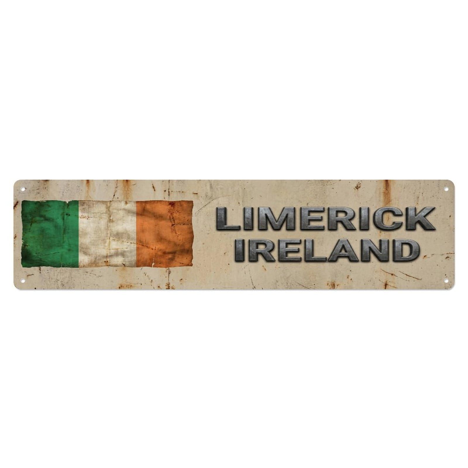 Okahys 4X16inch(10X40cm) Vintage Limerick Ireland Flag Decor Rustic Travel Metal Tin Sign
