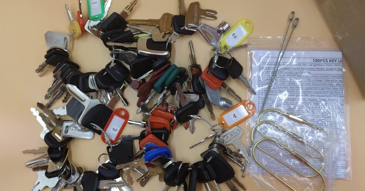 Equipment Key 100pcs Universal Key Set for Heavy Construction Excavator Loader Wheel Loader Tractor Forklift