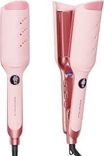 Wavytalk Power Wave Planchas del Pelo, Rizador Pelo Ondas para Ondas Grandes, Con Protección Iónica y Ventilación para Menos Daños por Calor, Rizador Pelo Fácil de Usar, Doble Voltaje, Rosa