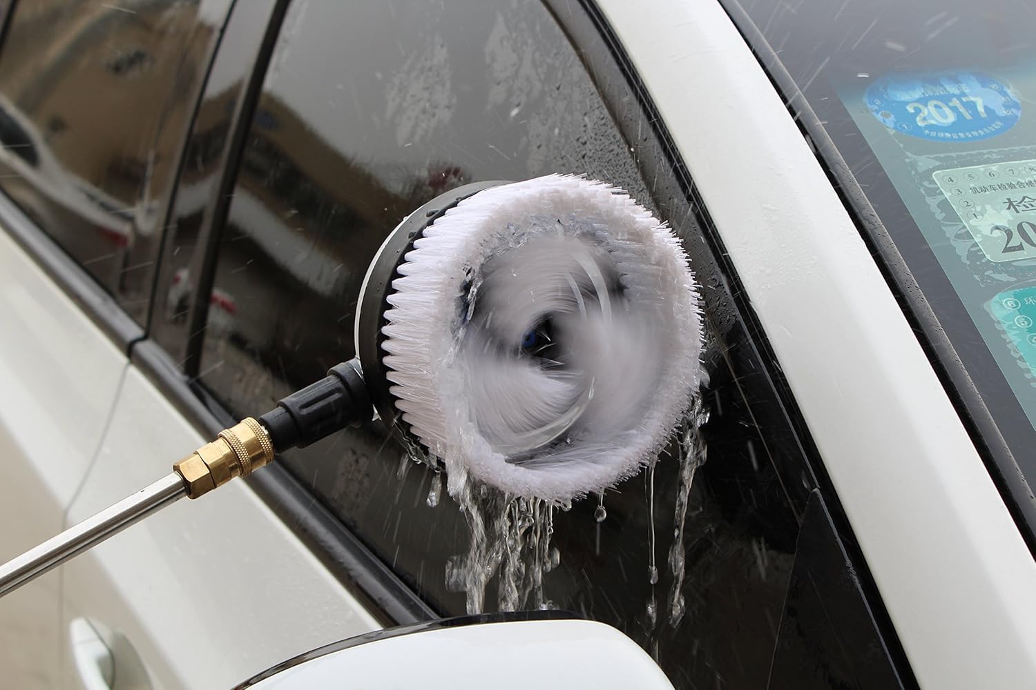 Rotary Wash Brush 360 Degrees Fan Shaped Power Washer Attachment with 1 4 Quick Connector for High Pressure — view 8