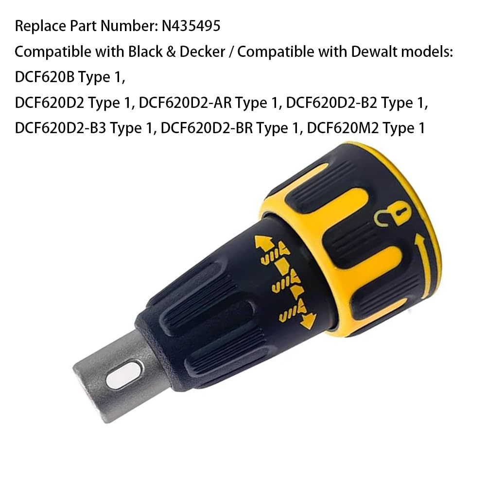 N435495 Cône de nez sans balais pour cloison sèche - Support de foret en acier compatible avec Black & Decker - Compatible avec Dewalt (8 cm x 6 cm)