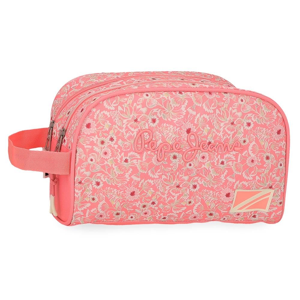 Pepe Jeans Nahid Neceser Dos Compartimentos Adaptable Rosa 26x16x12 cms Poliéster by Joumma Bags