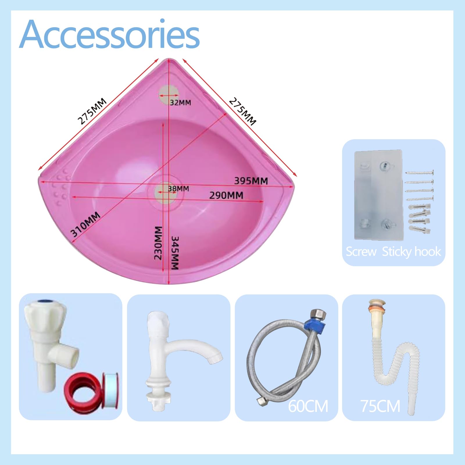 Lavello Angolare Da Bagno In Plastica Colorata - 27.5x35x11cm Senza Fori - Foto 6