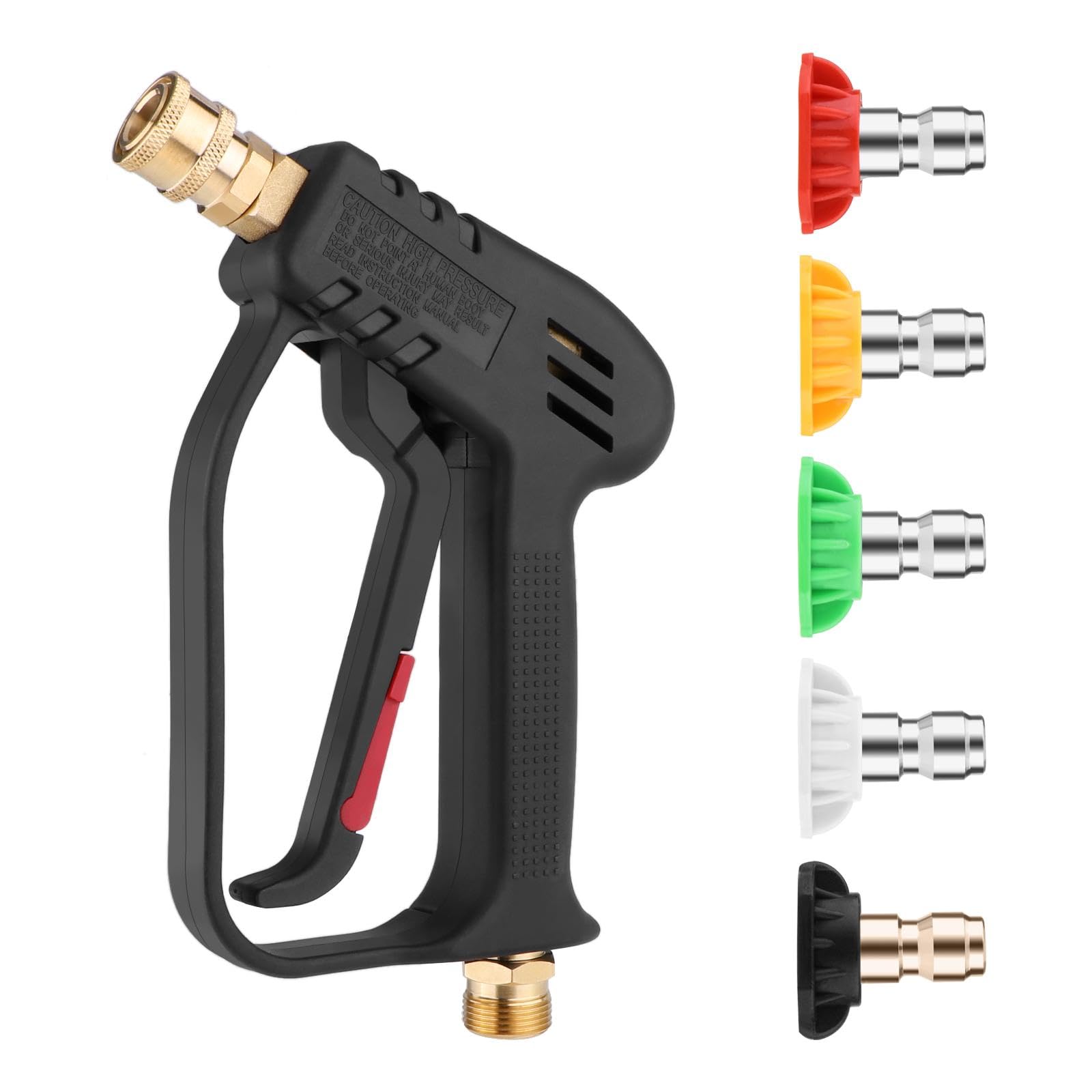 Pistola Limpiadora de Alta Presión con 5 Boquillas de Pulverización Intercambiables, Conexión de Latón, Mango Ergonómico Y Potencia de 3000 PSI, Lavadora Arma boquillas