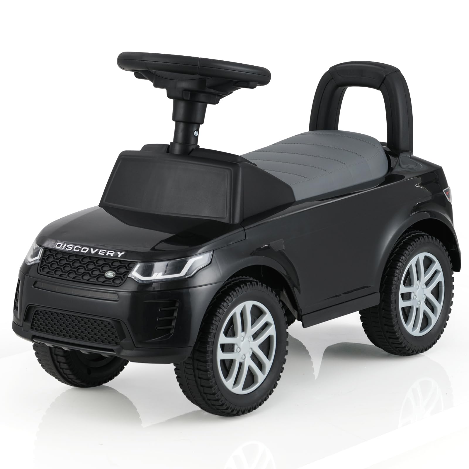 COSTWAY Ride on Car, Toddler Foot to Floor Sliding Walker with Horn, Engine Sounds, Under-Seat Storage, Land Rover Licensed Push Along Cars for 12-36 Months (Black)