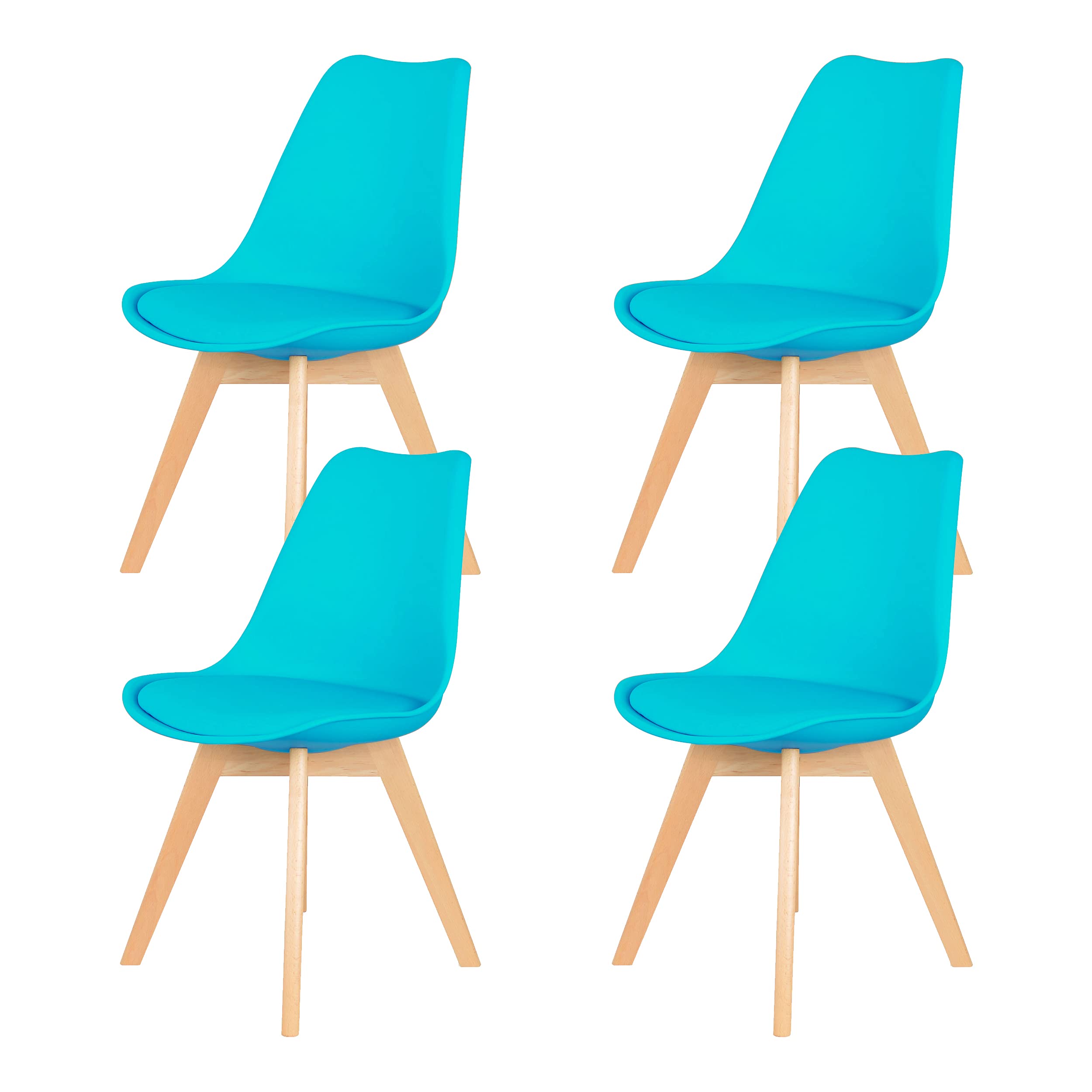 IHANA Dining Chair with Cushioned Pad Seat & Solid Beech Wood Legs for Mid Century Modern Dining Room Living Room Bedroom Kitchen & Lounge