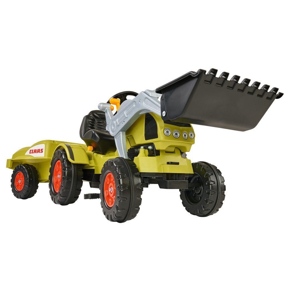 BIG - Claas Celtis Loader mit Anhänger - Kindertrettraktoren, Spielfahrzeug mit Präzisionskettenantrieb, 3-fach verstellbarer Sitz, bis 50 kg, Claas Lizenz, für Kinder ab 3 Jahren