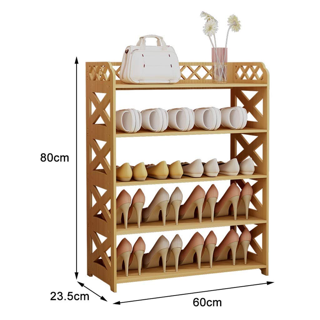 Scarpiere Scarpiera Facile da montare Scarpiera a 5 strati per uso domestico Scarpiera economica multifunzionale Risparmia spazio Alto 80 cm e volte; Larghezza 60 cm (colore naturale)