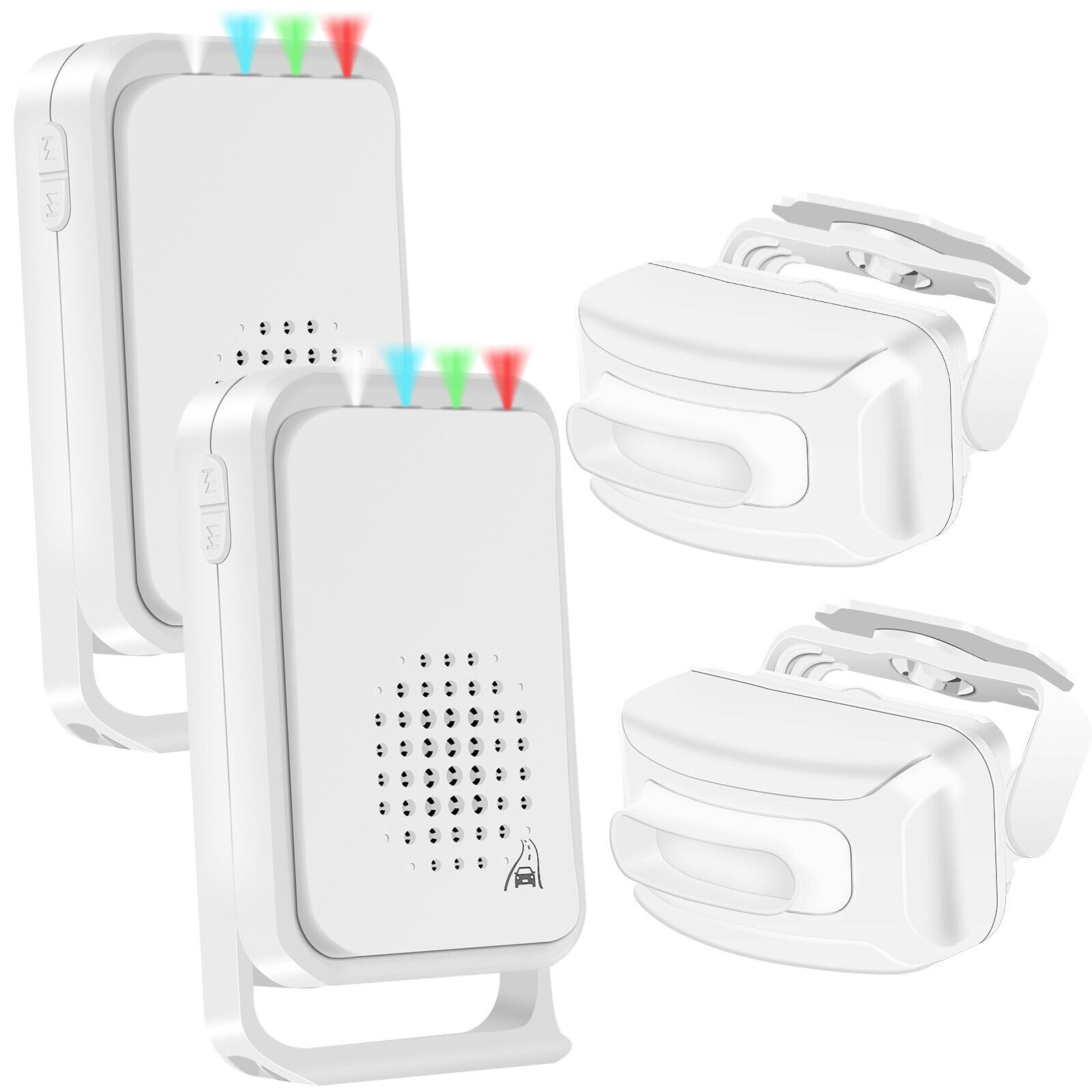 NineLeaf Bewegungsmelder Mit Alarm, Bewegungsmelder Klingel, Tür Alarm,4 LED-Leuchten, IP64, 918 ft Übertragungsreichweite für Zuhause, Unternehmen, Lager, Büro,2PK