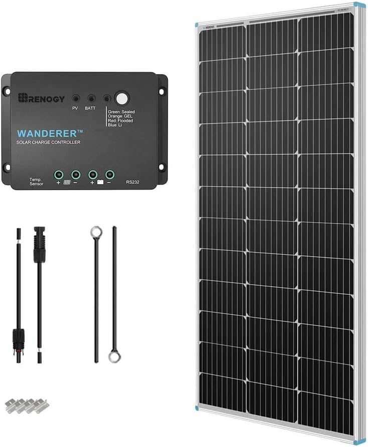 Renogy 100W Solar Panel Kit with 30A Solar Charge Controller, 12V Solar Kit for Campervan, Motorhomes, Sheds, Boats, Trailer, Marine, Off Grid Homes