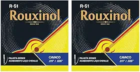 Kit 2 Encordoamento Cavaquinho Rouxinol R-51 011-026 com Chenille + 2 Palhetas – Jogo 4 Cordas Aço Inoxidável Original