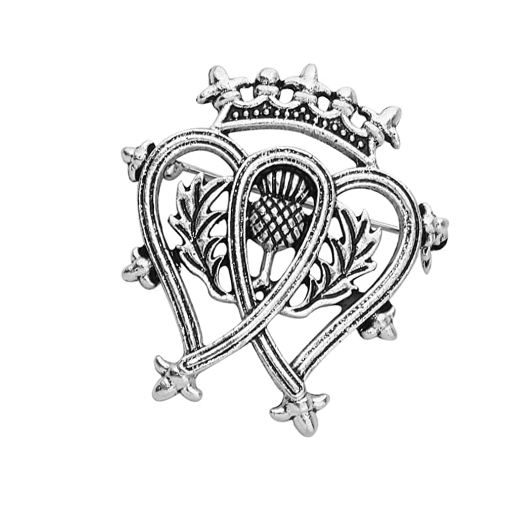 SaiDian Silver Thistle Crown Brooch - Irish Royalty Badge - Scottish Brooch - 1.49'' x 1.42'' - 0.3 oz (9g) - Alloy - Vintage Style - Female - Pin