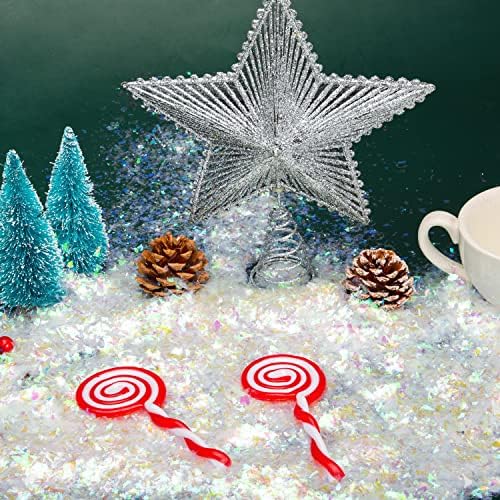 NAUZE 200g Christmas Artificial Fake Snow Flakes Decorative Artificial Snowflakes for Christmas Tree Table Decoration (Iridescent)