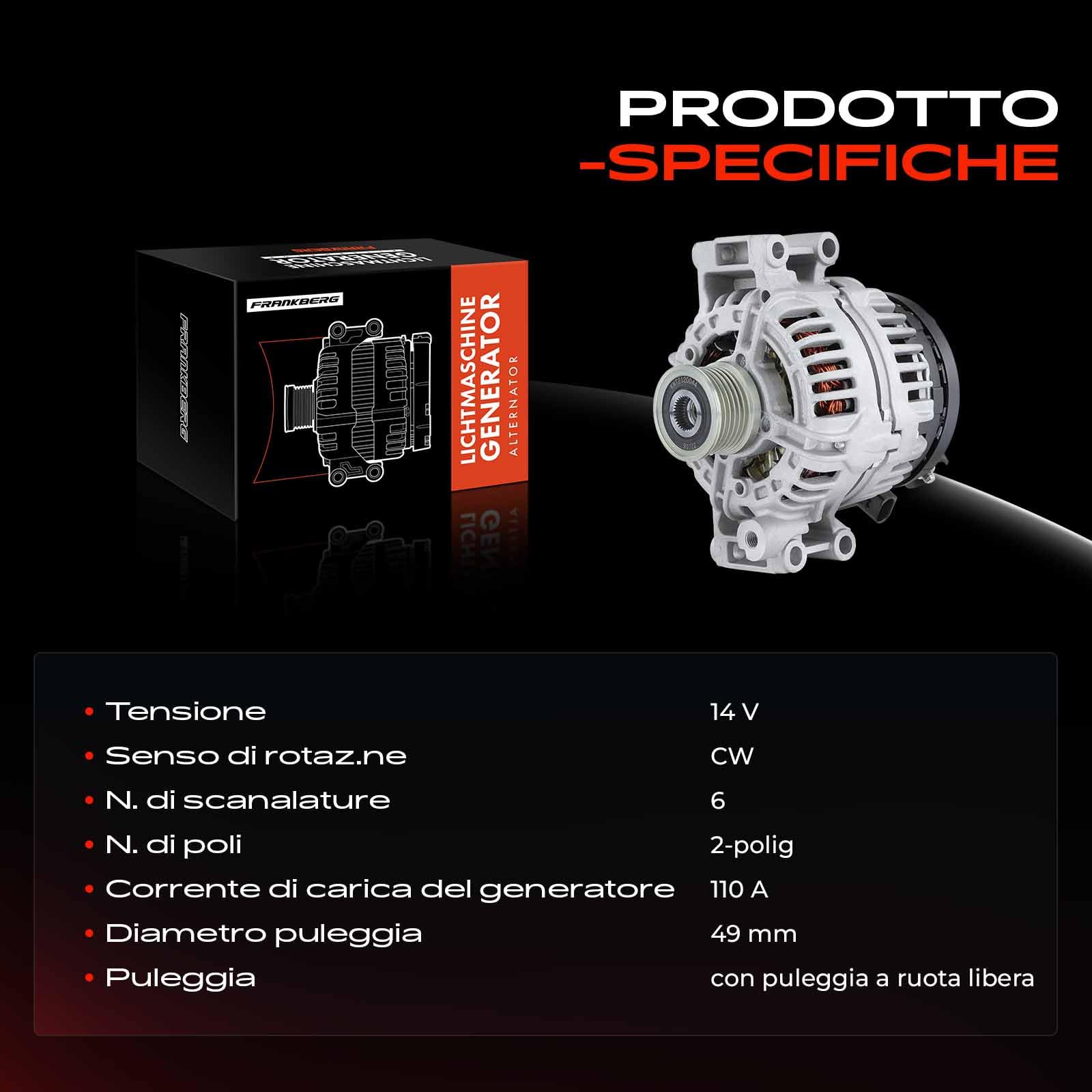 Frankberg Alternatore generatore 12317521489 | 12317521489; Compatibile con: Serie 3 E46, Serie 1 Cabrio E88, Serie 3 Cabrio E46, Serie 3 Coupé E46, Serie 5 E60