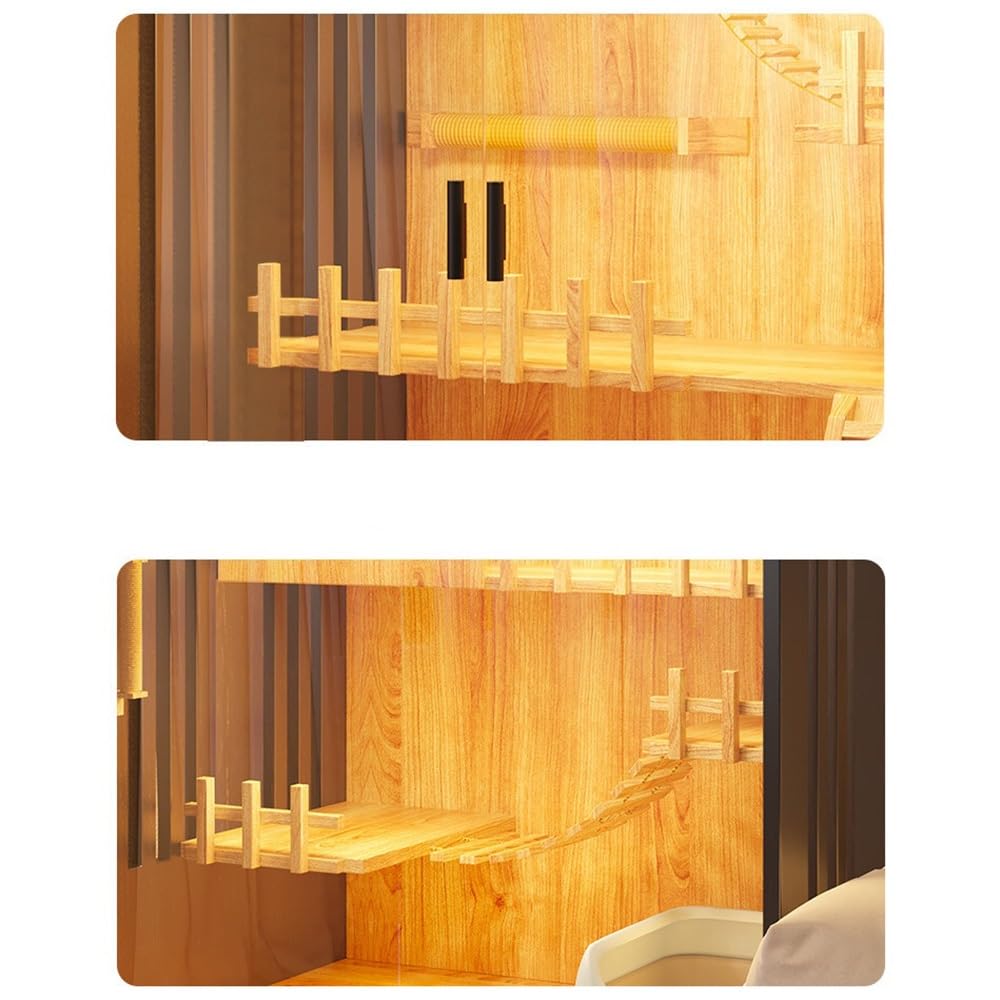 villa per gatti Recinto for gatti grande in legno con luce LED e ruote Per interni(Piccolo)