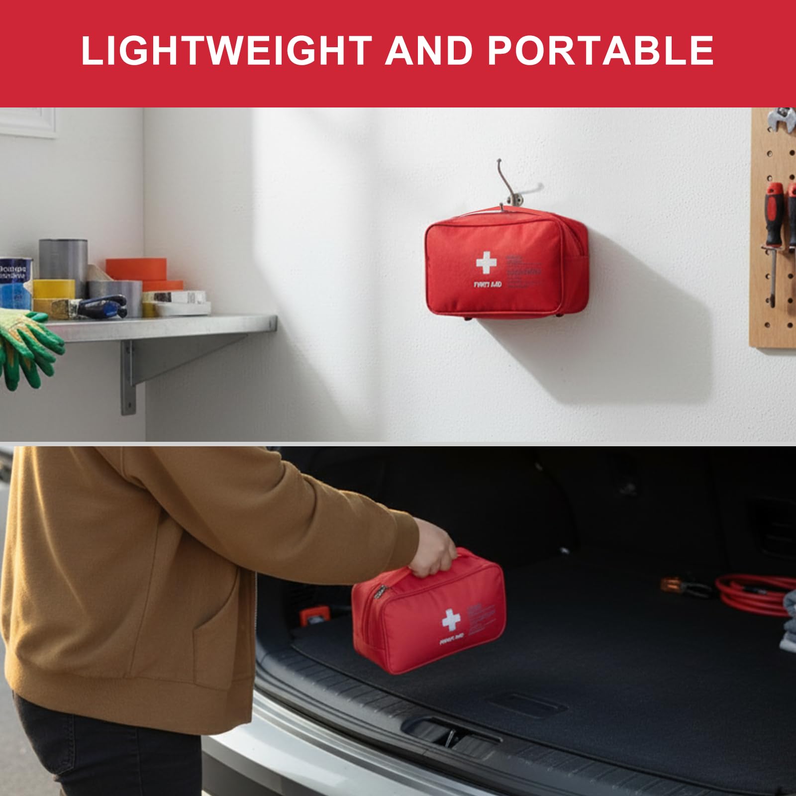 VINATO Kit di Primo Soccorso, Vuota Borsa di Pronto Soccorso, Porta Medicine da Viaggio, Borsa Medica Portatile, Pacchetto di Medicina per Emergenze a Casa Viaggio Ufficio Auto all'Aperto (Rosso)